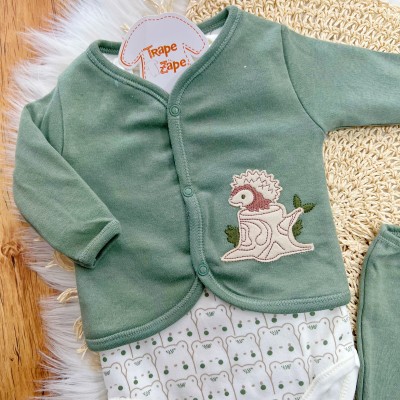 Conjunto de Malha 3 Peças - Porco Espinho - Verde